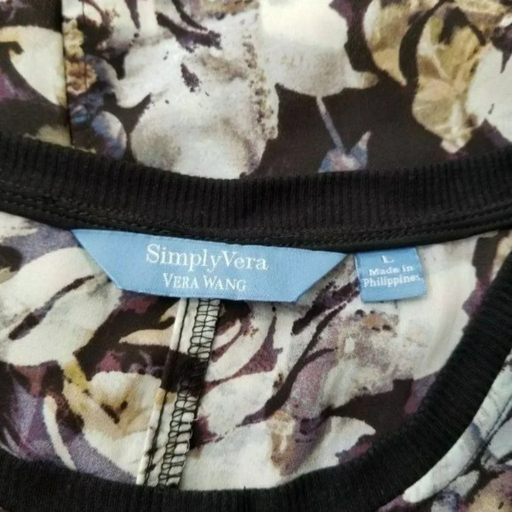 Simply Vera Vera Wang Floral Print Sleeveless Top Bodice Buttons Size Large - Picture 8 of 10